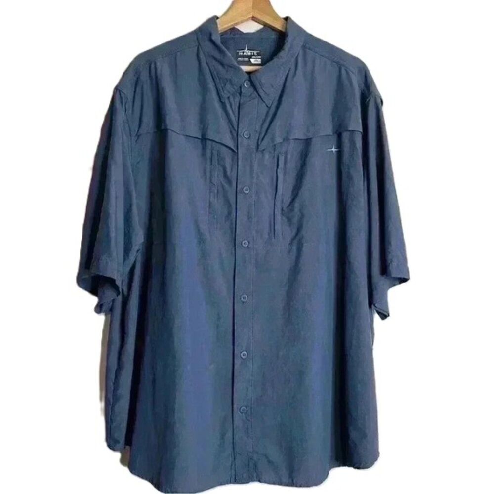 Habit Mens Blue Short Sleeve Button Up Lightweight Shirt XL